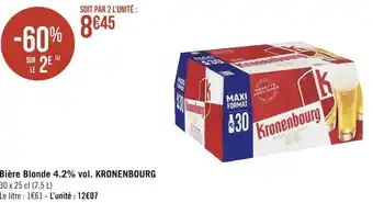 Géant Casino Kronenbourg bière blonde 4.2% vol. offre