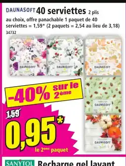Norma DAUNASOFT 40 serviettes 2 plis offre
