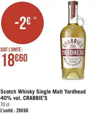 Géant Casino Crabbie’s scotch whisky single malt yardhead 40% vol. offre