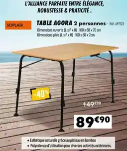Narbonne accessoires Table agora 2 personnes offre