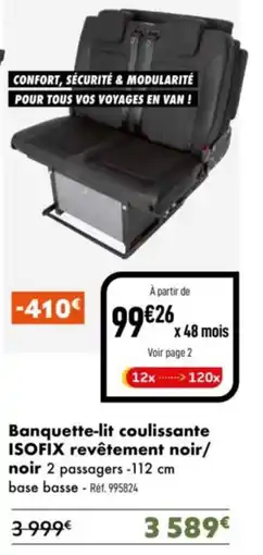 Narbonne accessoires Banquette-lit coulissante ISOFIX revêtement noir/ noir offre