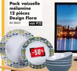 Narbonne accessoires Pack vaisselle mélamine 12 pièces design flora offre