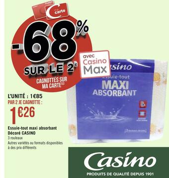 Géant Casino Casino essuie-tout maxi absorbant décoré offre