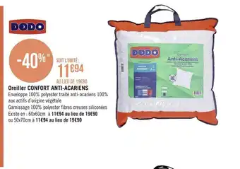 Géant Casino Oreiller confort anti-acariens offre
