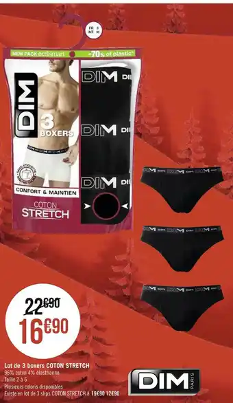 Géant Casino Dim lot de 3 boxers coton stretch offre