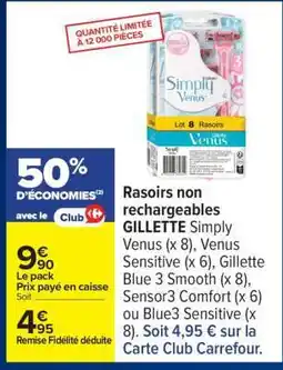 Carrefour Rasoirs Non Rechargeables GILLETTE offre