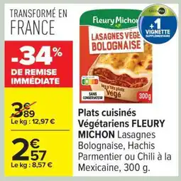 Carrefour Plats cuisinés Végétariens FLEURY MICHON offre