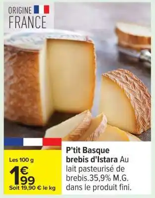 Carrefour P'tit Basque brebis d'Istara offre