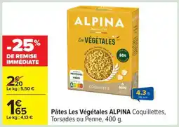 Carrefour Pâtes Les Végétales ALPINA offre