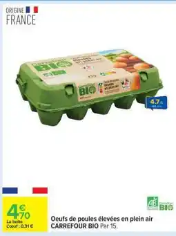 Carrefour Oeufs de poules élevées en plein air Carrefour Bio offre