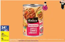 Carrefour d'aucy Lentilles Tomate & Basilic offre