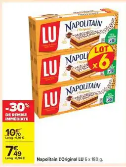 Carrefour Napolitain L'Original LU 6 x 180 g offre