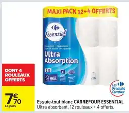 Carrefour Essuie-tout blanc CARREFOUR ESSENTIAL offre