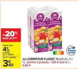 Carrefour Jus CARREFOUR CLASSIC' Multifruits, 4 x 1 L offre