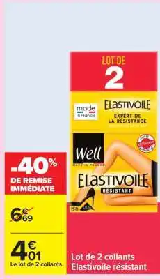 Carrefour Lot de 2 collants Elastivoile résistant offre