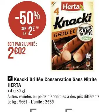 Géant Casino Herta knacki grillée conservation sans nitrite offre