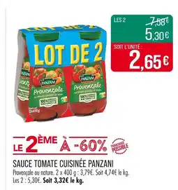Match PANZANI Sauce tomate cuisinée offre