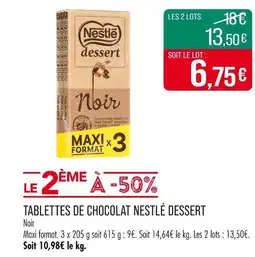 Match Nestlé Tablettes de chocolat Dessert Noir offre