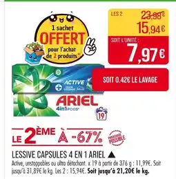 Match ARIEL Lessive capsules 4 en 1 offre