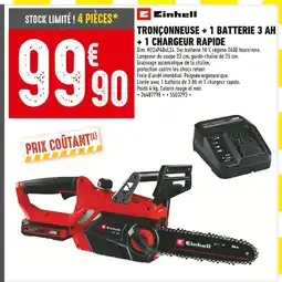 Batkor Einhell Tronçonneuse + 1 batterie 3 Ah + 1 chargeur rapide offre