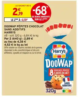 Intermarché HARRYS Doowap pépites chocolat sans additifs offre