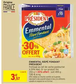 Intermarché Président Emmental Râpé Fondant offre
