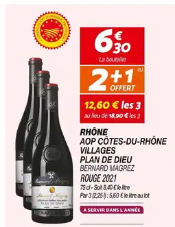 Netto Bernard Magrez Rhône AOP Côtes-du-Rhône Villages Plan de Dieu Rouge 2021 offre