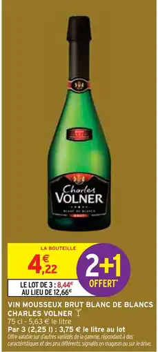 Intermarché Charles Volner Vin mousseux brut blanc de blancs offre