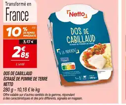 Netto NETTO Dos de cabillaud écrasé de pomme de terre offre