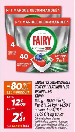 Netto FAIRY Tablettes lave-vaisselle tout en 1 platinium plus original x40 offre