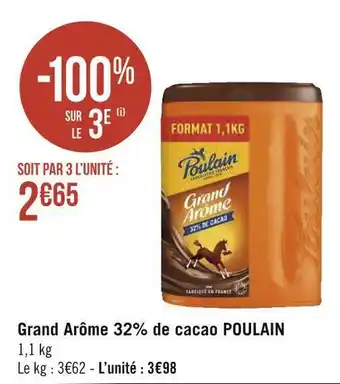 Géant Casino Poulain grand arôme 32% de cacao offre