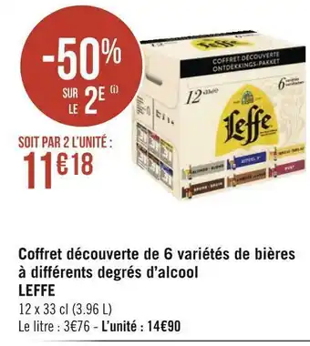 Géant Casino Leffe coffret découverte de 6 variétés de bières à différents degrés d’alcool offre
