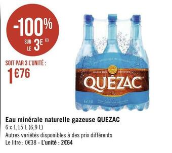 Géant Casino Quézac eau minérale naturelle gazeuse offre