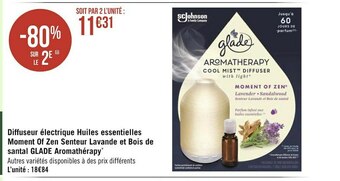 Géant Casino Glade diffuseur électrique huiles essentielles moment of zen senteur lavande et bois de santal aromathérapy* offre