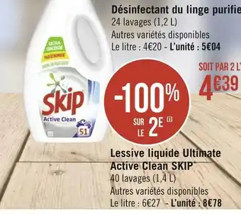 Géant Casino Skip lessive liquide ultimate active clean* offre