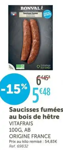 L'Eau Vive VITAFRAIS Saucisses fumées au bois de hêtre offre