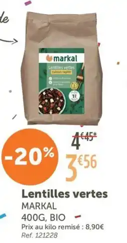 L'Eau Vive MARKAL Lentilles vertes offre