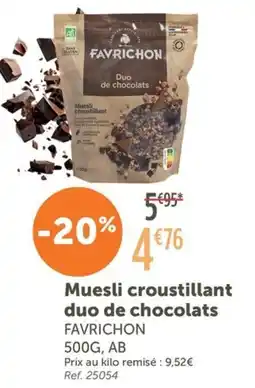 L'Eau Vive FAVRICHON Muesli croustillant duo de chocolats offre