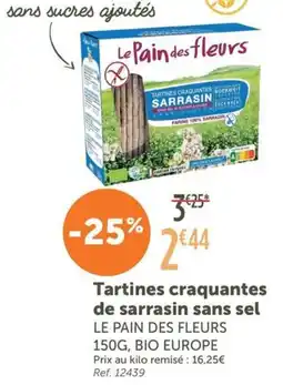 L'Eau Vive LE PAIN DES FLEURS Tartines craquantes de sarrasin sans sel offre