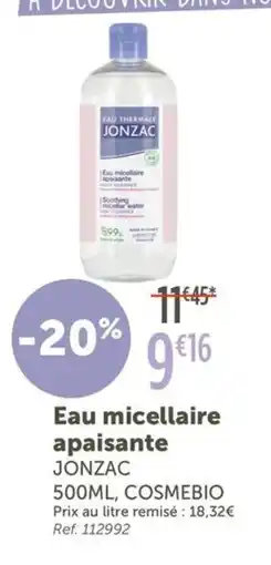 L'Eau Vive JONZAC Eau micellaire apaisante offre