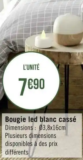 Géant Casino Bougie led blanc cassé offre