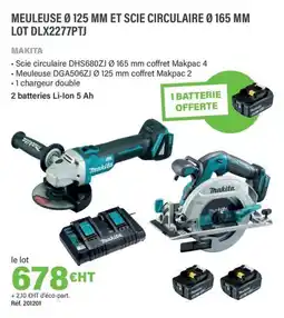 Quéguiner MAKITA Meuleuse ø 125 mm et scie circulaire ø 165 mm lot dlx2277ptj offre