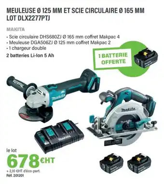 MAKITA Meuleuse ø 125 mm et scie circulaire ø 165 mm lot dlx2277ptj