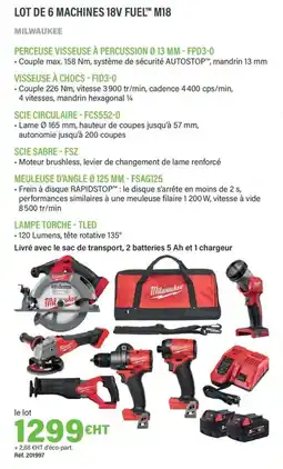 Quéguiner MILWAUKEE Lot de 6 machines 18v fuel™ m18 offre