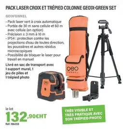 Quéguiner GEOFENNEL Pack laser croix et trépied colonne ge01x-green set offre