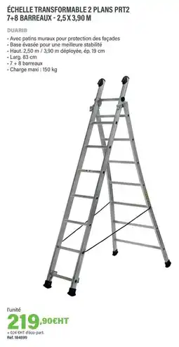 Quéguiner DUARIB Échelle transformable 2 plans prt2 7+8 barreaux - 2,5x3,90 m offre
