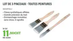 Quéguiner NESPOLI Lot de 3 pinceaux - toutes peintures offre