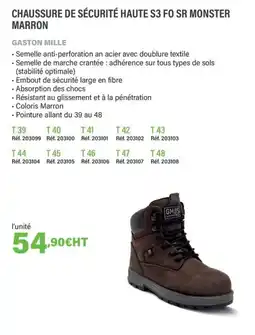Quéguiner GASTON MILLE Chaussure de sécurité haute s3 fo sr monster marron offre