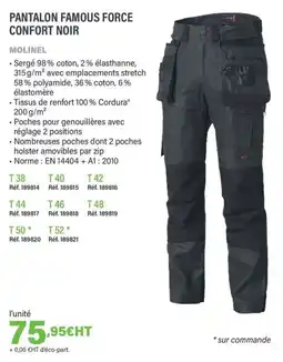 Quéguiner MOLINEL Pantalon famous force confort noir offre