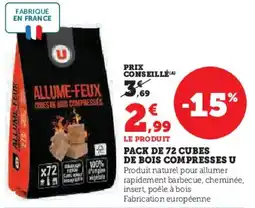 Super U U Pack de 72 cubes de bois compresses offre